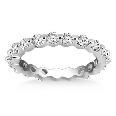 14k White Gold Common Prong Round Cut Diamond Eternity Ring