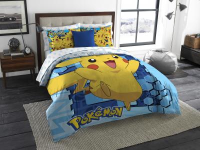 Pokeman Big Pika Licensed Bedding, Twin/Full Comforter (72'x 86') & 2 Shams (20'x 30') Set  by The Northwest Company