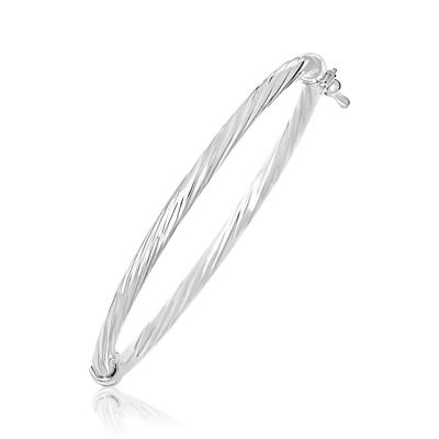 14k White Gold Polished Twist Childrens Bangle