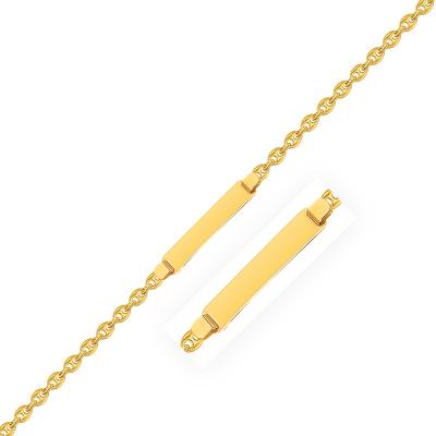 14k Yellow Gold Puffed Mariner Link Childrens ID Bracelet