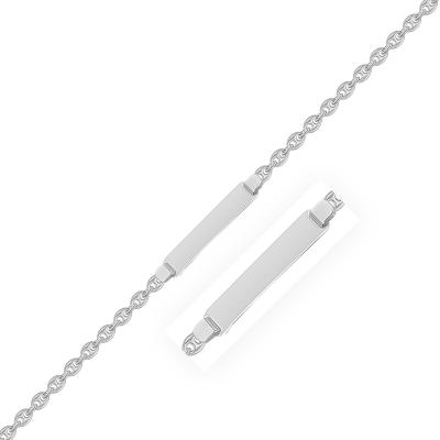 14k White Gold Figaro Chain Fancy Childrens ID Bracelet