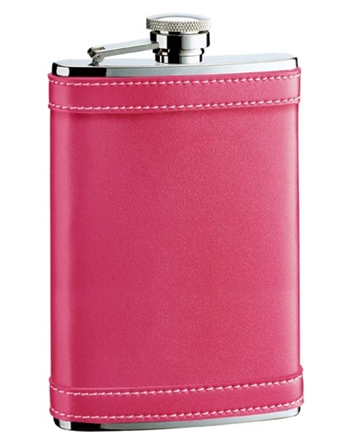 Visol Alexis Hot Pink Genuine Leather Hip Flask - 8 oz