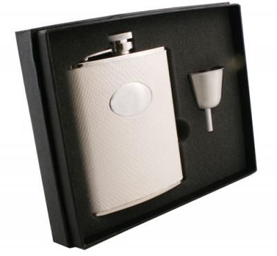 Visol Brilliance Silver Snakeskin Design 6oz Flask Gift Set