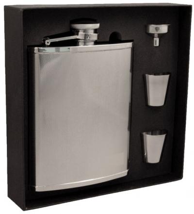 Visol Cyclops Barley Pattern Stainless Steel 18oz Deluxe Flask Gift Set