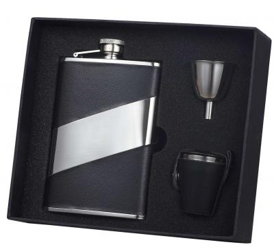 Visol Descent Black Leather 8oz Deluxe Flask Gift Set