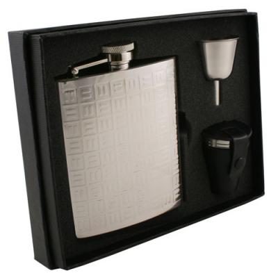 Visol Domino Stainless Steel 8oz Deluxe Flask Gift Set