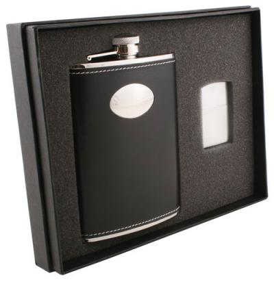 Visol Eclipse Z 8oz Flask and Zippo Lighter Gift Set