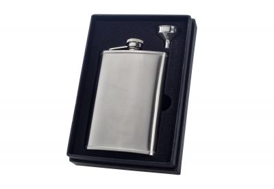Visol Edge Satin 8oz Liquor Flask Gift Set
