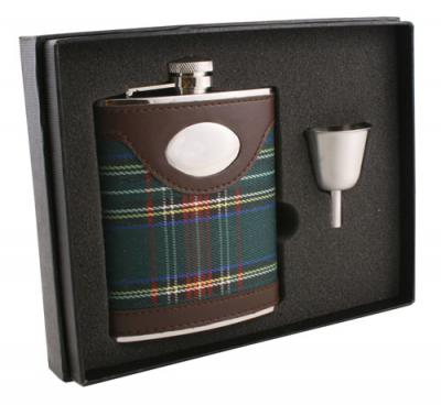 Visol Edinburgh Plaid Cloth Wrapped 6oz Flask Gift Set