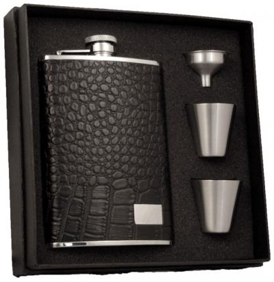 Visol Gator Leather 8oz Deluxe Flask Gift Set
