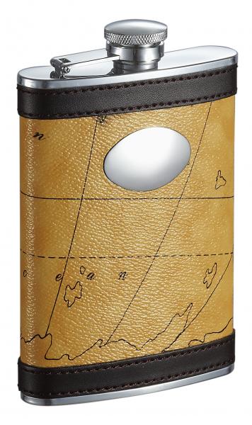 Visol Globe Yellow and Brown Liquor Flask - 8 ounce