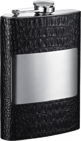 Visol Mikhail Handcrafted in USA Black Leather Flask - 8 oz