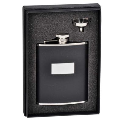 Visol Ontario Black Leather 6oz Flask Gift Set