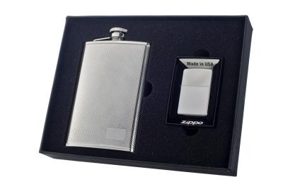 Visol Pixel 8oz Flask and Zippo Lighter Gift Set