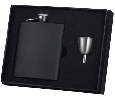 Visol Raven Black Stainless Steel 8oz Flask Gift Set