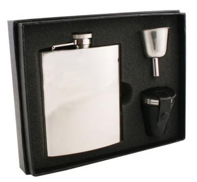 Visol Ray Mirror Finish Stainless Steel 8oz Deluxe Flask Gift Set
