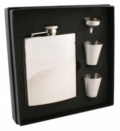 Visol Ray Mirror Finish Stainless Steel 8oz Deluxe Flask Gift Set