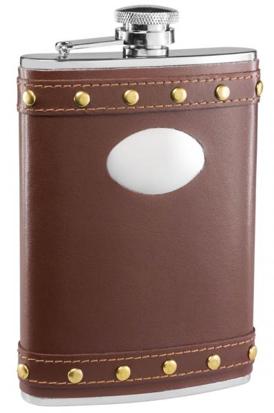 Visol Rocker Brown Leather Liquor Flask - 8 ounce