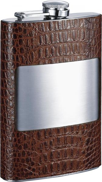 Visol Rockford Handcrafted Cognac Leather 8oz Hip Flask