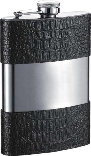 Visol Ryan Handcrafted Black Leather 8oz Hip Flask