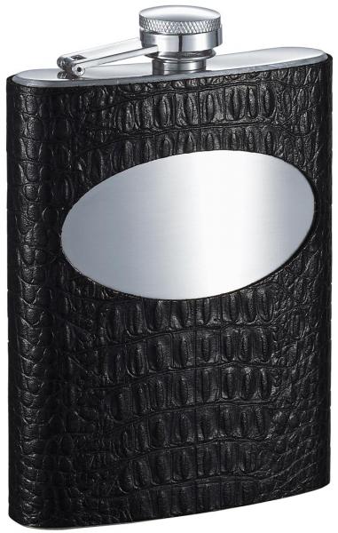 Visol Scott Handcrafted Black Leather 8oz Stainless Steel Flask