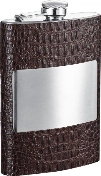 Visol Thomas Handcrafted Dark Brown Leather 8oz Hip Flask