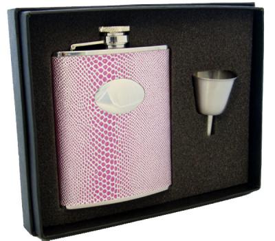 Visol Viper Purple Snakeskin Design 6oz Flask Gift Set