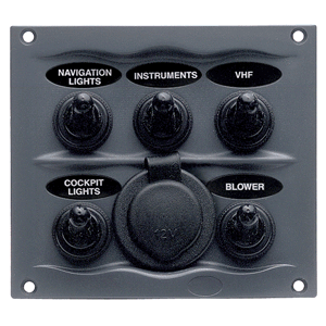 CLOSEOUT - Marinco Waterproof Panel - 5 Switches - Grey