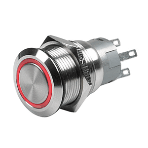Marinco Push-Button Switch - 12V Momentary (On)/Off - Red LED