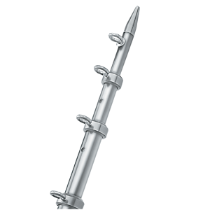 TACO 8 Center Rigger Pole - Silver w/Silver Rings & Tip - 1-1/8' Butt End Diameter