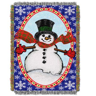 Bright Happy Snowman  Licensed Holiday 48'x 60' Woven Tapestry Throw  by The Northwest Company