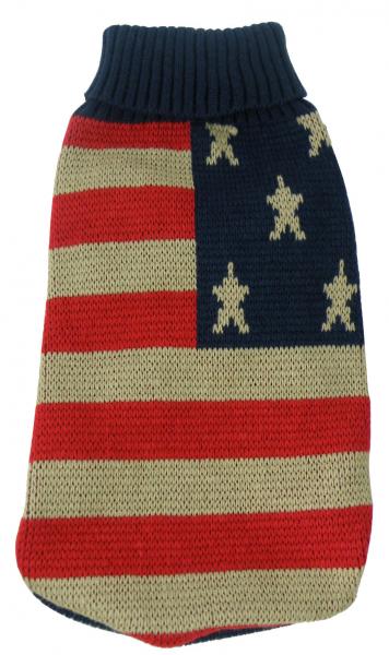 Patriot Independence Star Heavy Knitted Fashion Ribbed Turtle Neck Dog Sweater