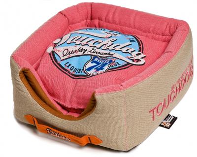 Touchdog Convertible and Reversible Vintage Printed Squared 2-in-1 Collapsible Dog House Bed