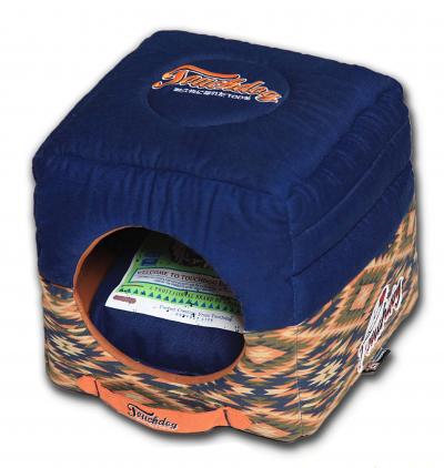 Touchdog 70s Vintage-Tribal Throwback Convertible and Reversible Squared 2-in-1 Collapsible Dog House Bed