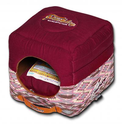 Touchdog 70s Vintage-Tribal Throwback Convertible and Reversible Squared 2-in-1 Collapsible Dog House Bed