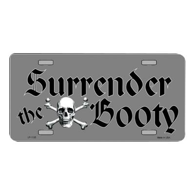 Surrender the Booty Pirate Novelty Vanity Metal License Plate Tag Sign
