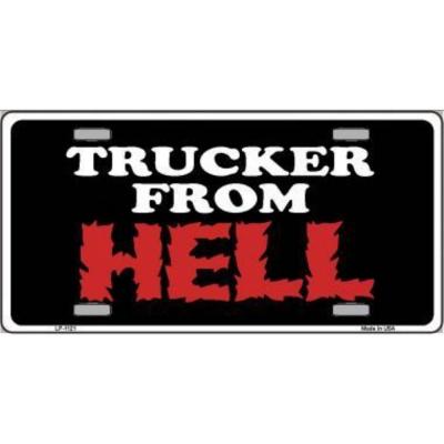 Trucker from HELL Novelty Vanity Metal License Plate Tag Sign