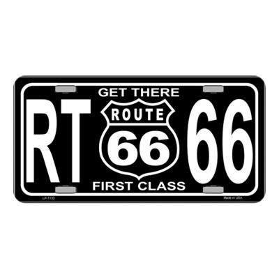 Get There 1st Class Route 66 Novelty Vanity Metal License Plate Tag Sign