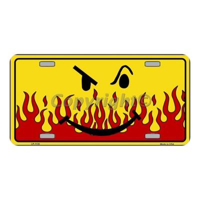 Smiley Flame Novelty Vanity Metal License Plate Tag Sign