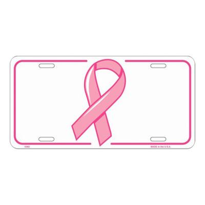 Breast Cancer Awareness Ribbon Novelty Vanity Metal License Plate Tag Sign