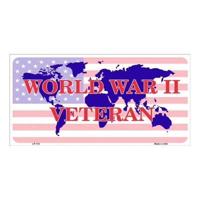 World War II Veteran Novelty Vanity Metal License Plate Tag Sign