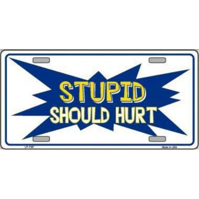 Stupid Should Hurt Novelty Vanity Metal License Plate Tag Sign