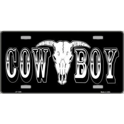 Cowboy Longhorn Skull Novelty Vanity Metal License Plate Tag Sign