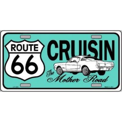 Route 66 Retro Cruisin Novelty Vanity Metal License Plate Tag Sign