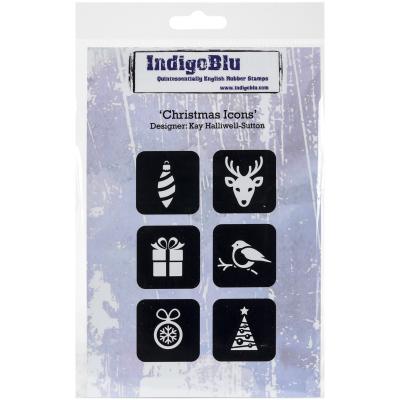 IndigoBlu Cling Mounted Stamp 5'X4'-Christmas Icons