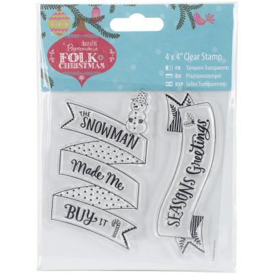 Papermania Folk Christmas Clear Stamps 4'X4'-Snowman