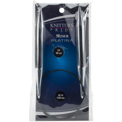 Knitters Pride-Nova Platina Fixed Circular Needles 24'-Size 19/15mm