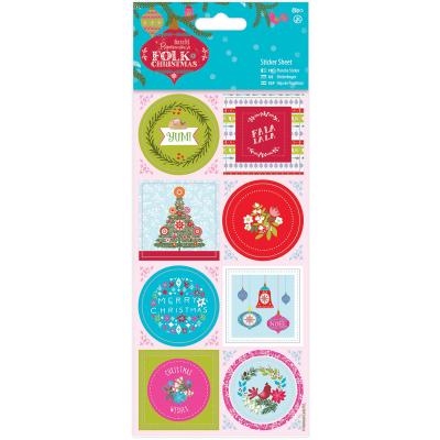 Papermania Folk Christmas Stickers-Linen Finish