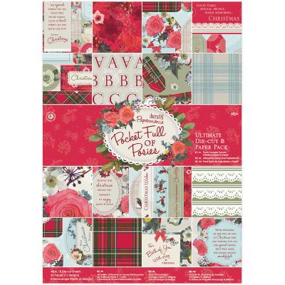 Papermania Ultimate A4 Die-Cuts & Paper Pack 48/Pkg-Pocket Full Of Posies