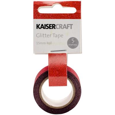 Kaisercraft Glitter Tape .5'X16.5-Red